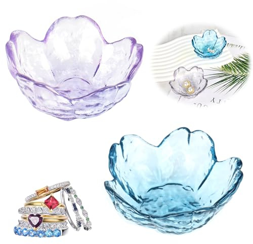 MJFENDAI 2 PCS Glass Trinket Dish, Unique Trinket Tray, Gifts For Women Jewellery Tray Cute Birthday New Home Gift for Decorating Room Bedroom Rings Earrings Necklace Storage, Purple
