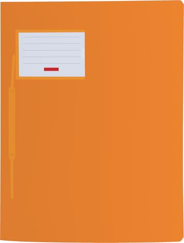 Schnellhefter für A4, transluzente PP-Folie, Fact!PP mit Namensschild auf der Vorderseite und Einstecktasche innen (Brunnen mit Namensschild, orange, 3er Pack)