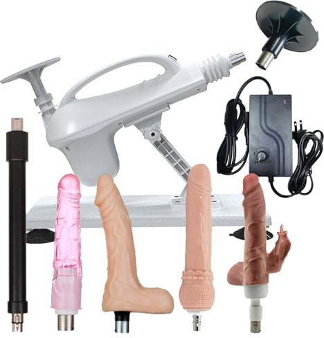 AMAZBEE Machine à sexe pour femmes avec Multi Attachments Thrusting Automatic Fuck Machine Dildo Vibrator Toy with Heating Digital Display Auto Thrusting Design (6 pcs)