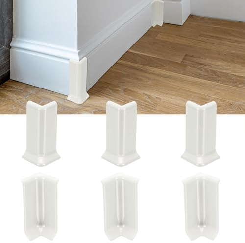 sourcing map Self Adhesive Baseboard Corner Blocks, 3.23 Inch Wall Edge Corner Protector 3 Inside + 3 Outside Corners-connector for Wall Floor Furniture Edge(White)
