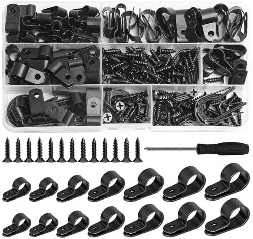 Seconero Nylon R Clip 134 Stück, 7 Größen R-Typ kabelschellen zum Schrauben