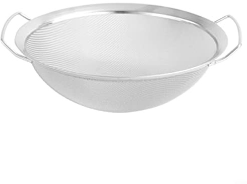 Lastdaytime Setaccio per farina in acciaio inox a doppio manico con cestello drenante, progettato per uso in cucina per setacciare, filtrare l'olio e drenare alimenti (25,4 cm)