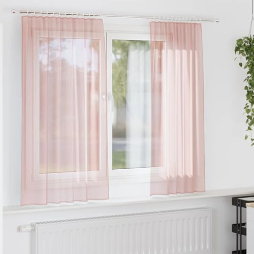 Genérico Cortinas de Gasa con Bolsillos para Varillas 2 uds. Rosa,Casa y jardín,Decoración,Tratamientos de la Ventana,Cortinas y visillos,Rosa,0.35 KG,4102197