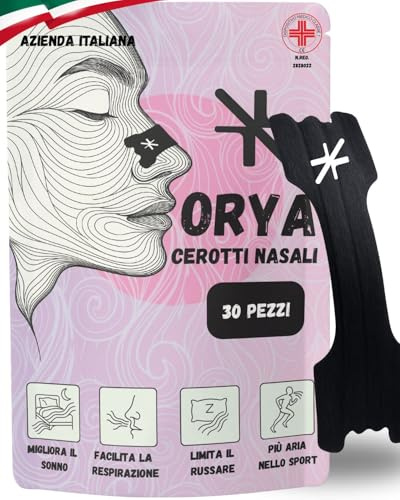ORYA, 30 Cerotti Nasali Antirussamento e per lo Sport, Dilatatore Nasale per Respirare Meglio, Riduce il Russamento, Nero