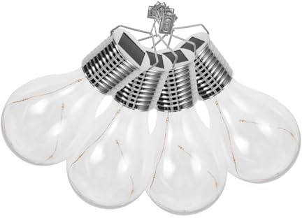 TEHAUX 4pcs Solar Powered LED Copper Wire Light Bulbs Hanging Chandelier Outdoor Garden Decoration Warm White