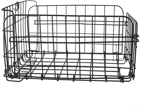 LatoYard Für Fahrrad Faltkorb Vorne/Hinten Faltbarer Stahldraht Cargo Basket 37x20x27cm, Schwarz