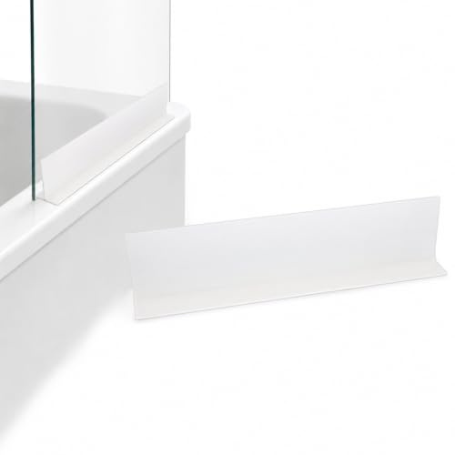 Beavorty Bathroom Splash Guard for Bathtub Corner, 40cm Water Barrier Baffle, Transparent Sink Splashback Edge Protector for Kitchen Basin & Shower Tray, Waterproof Accessory