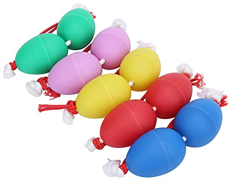AOWINHIT Maracas Huevos Instrumento Musical de Percusión Coloridos Cocteleras de Plástico ABS con de Hierro y Cuerda de Nailon para Aprendizaje Musical y Accesorios de Tambo