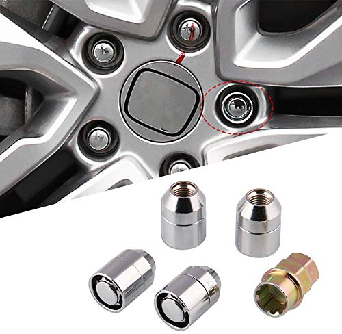 Krtopo 4 Pièces Écrous Antivol Roue M12 x 1.5 en Acier Allié avec 2 Clés - Boulon Antivol Roue Universel pour Voiture et Véhicule Modifié Argenté (M12 x 1.5)
