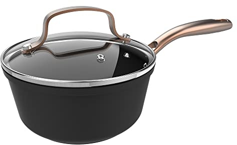 Cecotec Cazo Polka Fantasy 16 Pot Golden. Diámetro 16 cm, Capacidad 1,3 L, Aluminio Forjado, Revestimiento antiadherente Platinum Plus Teflon, Libre PFOA, Apto para todo tipo de cocinas, Tapa
