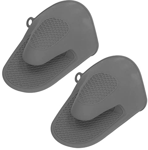 Kochhandschuhe, Küchenhandschuhe, 2 Ofenhandschuhe, Mini-Silikon, Verdickte Anti-Verbrühungs-Kochhandschuhe für die Küche(Grau)