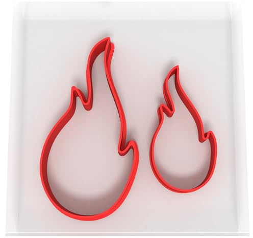 Just Cutters Flammenförmige Ausstechform | Kunststoff-Ausstecher zum Backen, Fondant, Ton, Gebäck, Zuckerguss, Schmuck (5 cm + 8 cm)