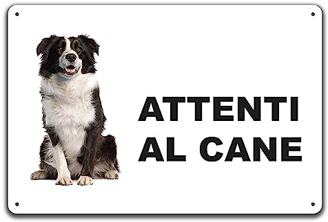 Phonecasing Cartello Segnale Attenti al Cane in Alluminio 3 mm Composito (20 cm x 15 cm, Border Collie)