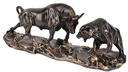 ZHANYUN Wall Street Stier und Bär Statue, Ladebörse Stier Tierskulptur, einzigartige Harz Bulle VS Bär Figur Börsenmarkt Dekor für Büro, Zuhause, Börsenliebhaber (Bronze, L)
