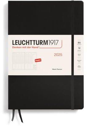 LEUCHTTURM1917 370688 Wochenplaner Composition (B5) 2025, Schwarz, Englisch