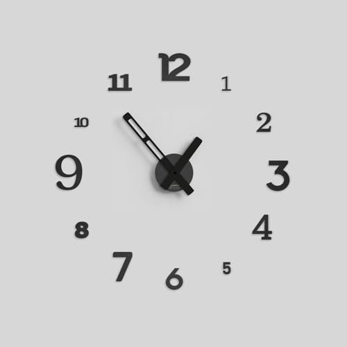 Giallobus - Orologio da Parete Adesivo Grande Float - Typos - Legno Mdf - Float ⌀ 60/80/110cm - 09 - Cement - Orologio da parete moderno - Numeri adesivi 3d - Diametro variabile 60/80/100cm