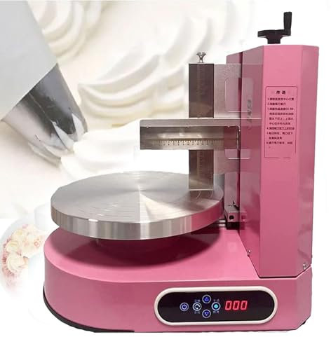 CFDZCP Cake Making Smoothing Machine 4-12 Inch Cake Decorating Machine ，Cake Cream Spreading Coating Smearing Machine， Automatic Cake Cream Smoother Adjustable Cake Scraper(Pink)