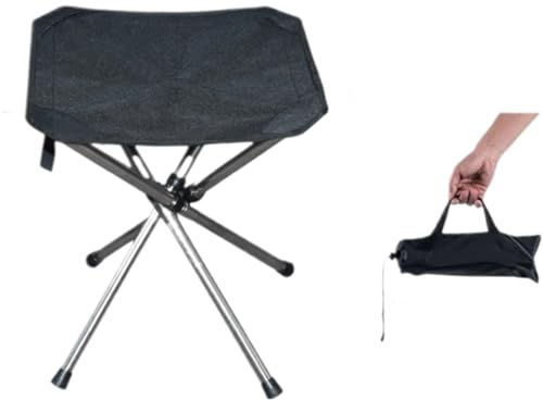 TenxoxneT Tabouret pliant à trois pieds ultra léger - Hauteur : 35 cm - Charge maximale : 110 kg - Avec poche latérale - Tabouret de pêche portable pliable pour camping, chasse, randonnée, pêche