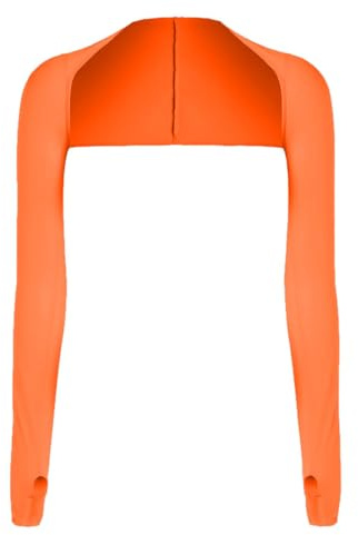 GXGM Damen Bolero,Armlinge Damen,UV-Schutz Bolero Sonnenschutz Schal Armstulpen Eisseide Kühlschal Armmanschetten mit Fingerlöchern Fingerlose Handschuhe Ärmel - Orange