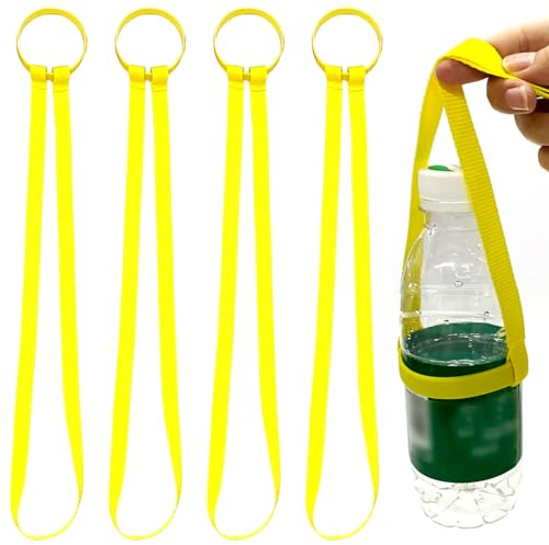 KIRZAX 4 pcs Porte-Bière et Porte-Boissons,Réutilisables Porte-Gobelets,Collier Porte Gobelet, Sac Bandoulière Bouteille, Accessoire Marche & Concerts,La corde mesure environ 40 cm de long,Jaune