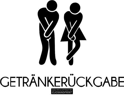 CLICKANDPRINT Aufkleber » WC Sticker Getränkerückgabe, 20x14,1cm, Schwarz • Wandtattoo/Wandaufkleber/Wandsticker/Wanddeko/Vinyl