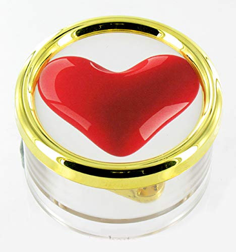 Lutèce Créations Briefbeschwerer-Spieluhr aus Acrylglas zum Valentinstag mit Foto (Großes rotes Herz) und 18-Ton-Federspielwerk - La Vie en Rose - Das Leben in Rosa (Louiguy/Edith Piaf)