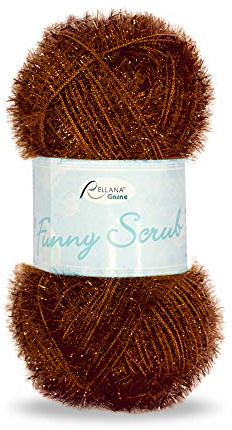 Rellana Funny Scrub tolles Garn zum Schwämme häkeln oder Stricken, lustige Spülschwämme häkeln (06 - braun)