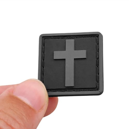 Kreuz Klein Patch Mini Christlicher PVC Klett Patch für Rucksack, Cap oder Plattenträger (Blackout)