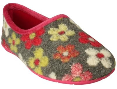 Sleepers Womens Gracie Knitted Wide Fit Slippers with Memory Foam Insole Grey (E Fitting)