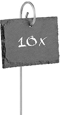 Hoberg Etiquetas para plantas de pizarra - Set de 10 | Resistentes a la intemperie, reutilizables | Etiquetado de plantas & hierbas | Con púas de acero para el suelo | 10 x 7 x 0,5 cm [Rectangular]