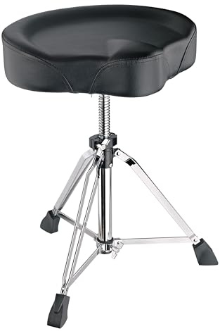 K&M 14038 Drummersitz mit Drehspindel Schwarz - Stahl, Kunstleder - flexibler Hocker für Schlagzeuger, hoher Sitzkomfort