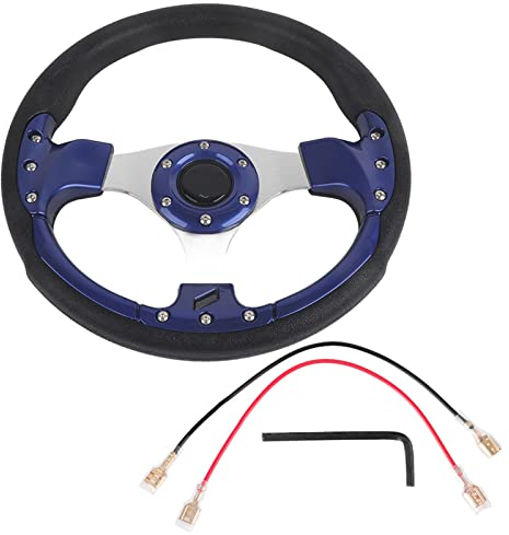 Volante 13in 320mm Volante universale in pelle PU per auto da corsa Volante sportivo blu