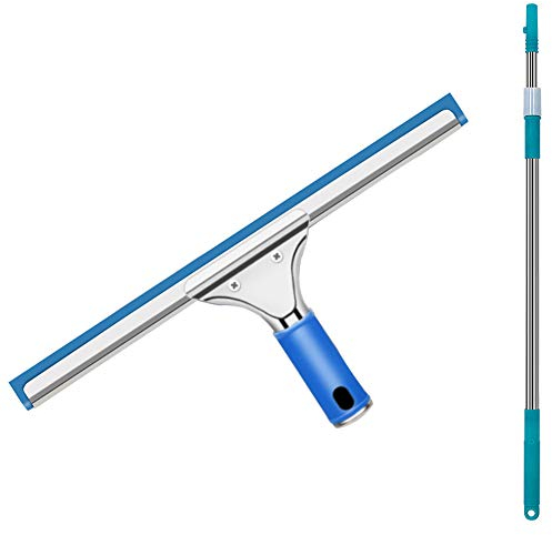 Fensterabzieher Fensterwischer Mit Teleskopstange Rostfreier Stahl Duschrakel Schaber Reinigen Glaswischer Fensterputzer Mit 35cm Gummiklinge Zum Innen Draussen Autoscheibe Badezimmer Fliesen