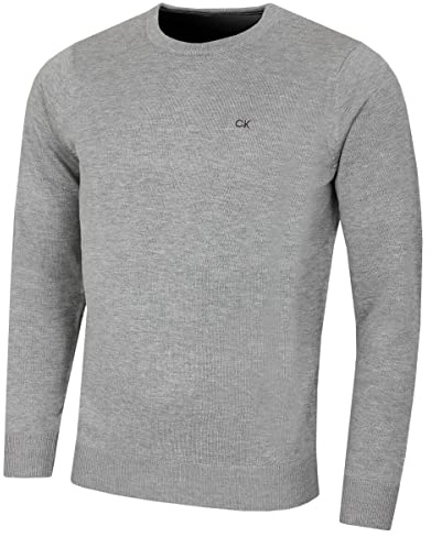 Calvin Klein Hommes Ras du Cou en Coton Doux Pull - Gris Marl - M