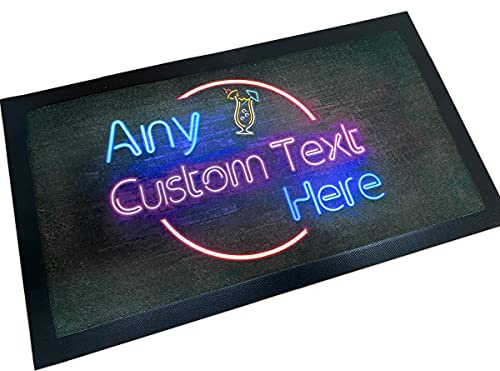 Personalised Neon Effect Bar Runner 44 x 25cm (17.3 x 9.8) Bar Mat Add Own Text