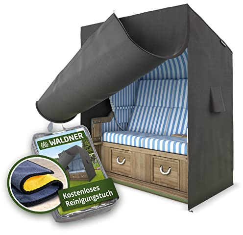 WALDNER Oxford 600D - Funda protectora para silla de playa, impermeable, resistente a la intemperie, resistente a los rayos UV, transpirable, 135 x 105 x 175 B/T/H, gris antracita