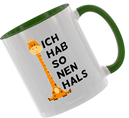 Ich hab so nen Hals Giraffe Kaffeetasse mit Motiv, Tasse mit Druck, auch individuell mit Spruch, Foto, Wunschtext, Wunschname (Grün)