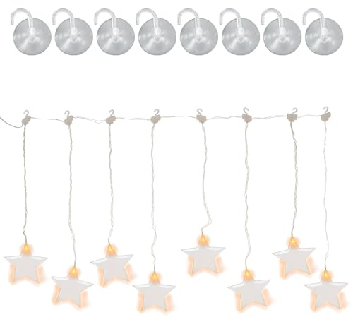 Nipach Lichtervorhang Stern 8 LED warm weiß - Batterie – für Innen und Außen