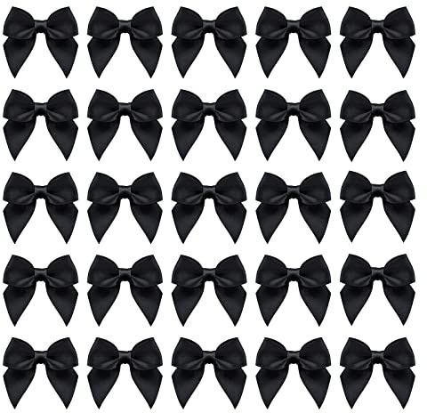 WANDIC Mini-Satinband-Schleifen, 50 Stück, Schwarz, Polyester, Dekorativ und elegant, Hochzeiten, Geburtstage und Partys, Feierliche Anlässe