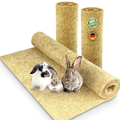 Gnagarmatta av 100 % hampa, 120 x 50 cm, 5 mm tjock, hampamatta för alla små djur, hampamatta, gnagarmatta, golvskydd (6 stycken)