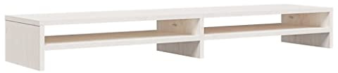 vidaXL Monitorständer Schreibtischaufsatz Monitorerhöhung Bildschirm Aufsatz Bildschirmerhöhung Bildschirmständer Weiß 100x24x13cm Massivholz Kiefer