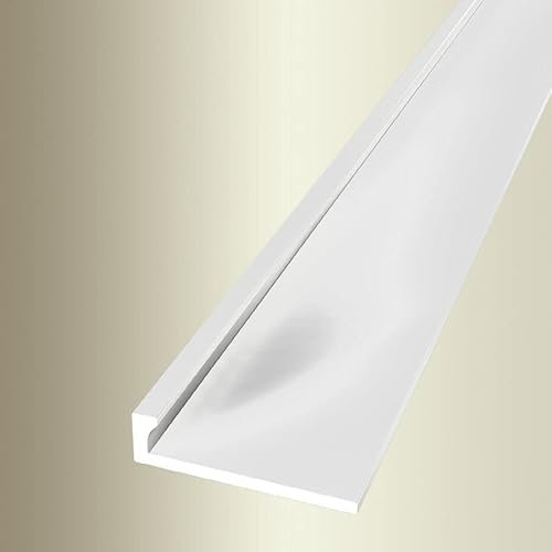 PROVISTON Profilo di finitura, larghezza: 21 mm, altezza: 2 mm, lunghezza: 2500 mm, alluminio verniciato a polvere, profilo non punzonato, bianco, non forato