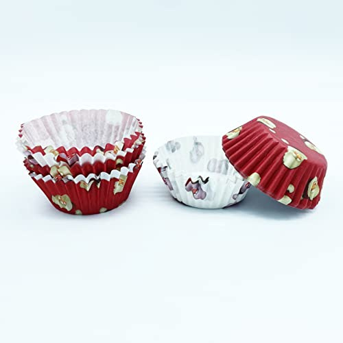 Gesar 120 pezzi Pirottini Muffin Carta - Pirottini Cupcake - Cioccolatini Forno - Stampini per Dolci - Stampi da Forno- Decorazioni natale - Colore Rosso e Bianco