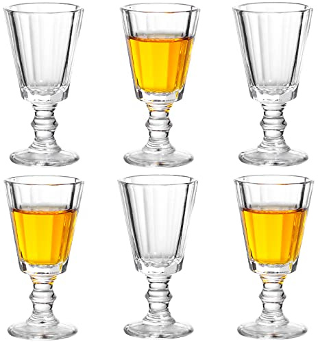 Jaepsing 1oz Mini Shot Glass Set of 6 - Cute Clear Shot Glasses, Cordial/Sherry Glasses - Perfect for Spirits