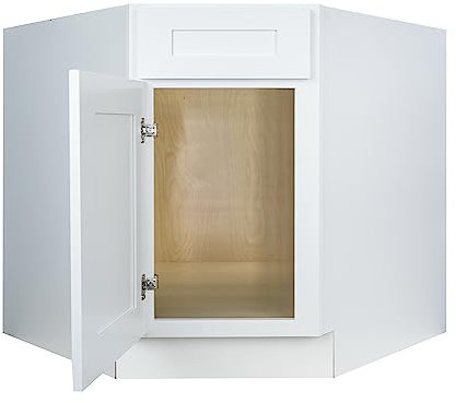 Hollywood Fabiani Design Corner Sink Base Kitchen Cabinet 36 in. W x 24 in. D x 34.5 in. H in Shaker White Ready to Assemble
