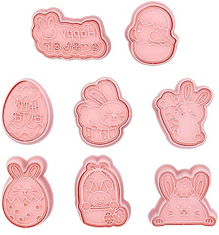 KUKUUU DIY Mold Making Kit Silicone Candy Molds 8pcs Easter Rabbit Bunny Egg Mold Easter Themed Molds Biscuit Baking Moulds Cartoon Design Molds for Candy Cake Chocolate Baking Chocolate Candy Molds