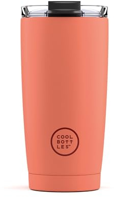 Cool Bottles - Tumbler - Thermobecher aus Edelstahl - 550 ml - Pastel Coral - Thermoskanne für Kaffee - Luftdichter Deckel - Kalte Getränke 10 Stunden und heiße Getränke 5 Stunden - Fleckabweisend