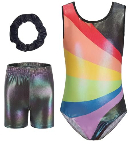 Turnanzug Mädchen Gymstern Gymnastikanzug Turnen Body Glänzend Tanzoutfit Athletic Wettkampf Trainingsanzüge