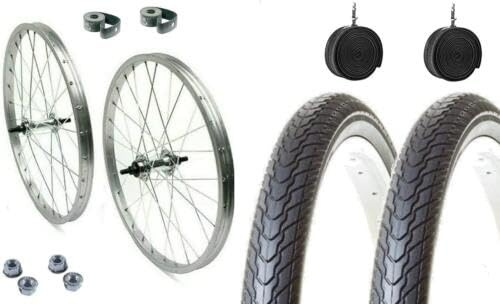COPPIA CERCHI COMPLETE ANTERIORE + POSTERIORE 20 X 1.75 + COPERTONI + CAMERE D'ARIA VALVOLA ITALIA PER BICI CITY BIKE BMX GRAZIELLA MTB