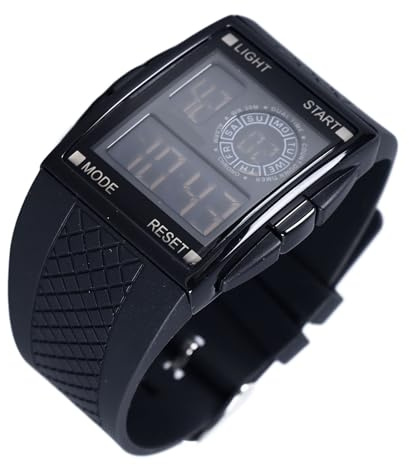 HURRISE Digital Sport Watch, LED Screen Large Face Altimeter Watches with Compass & Barometer, Waterproof Luminous Stopwatch Pedometer for Men, HURRISEby4zh0on9a